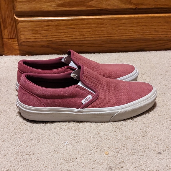 VANS CUSTOM Slip On Maroon Patterned Suede W9 M7.5 - Picture 3 of 5
